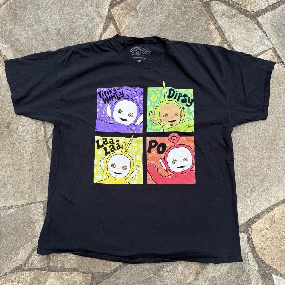 Teletubbies Shirt XXL Black Nostalgia Tinky Winky Dipsy Laa Laa Po Retro Pop Art